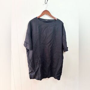 Steven Alan 100% linen black lagenlook boxy relaxed fit oversized mini dress SM